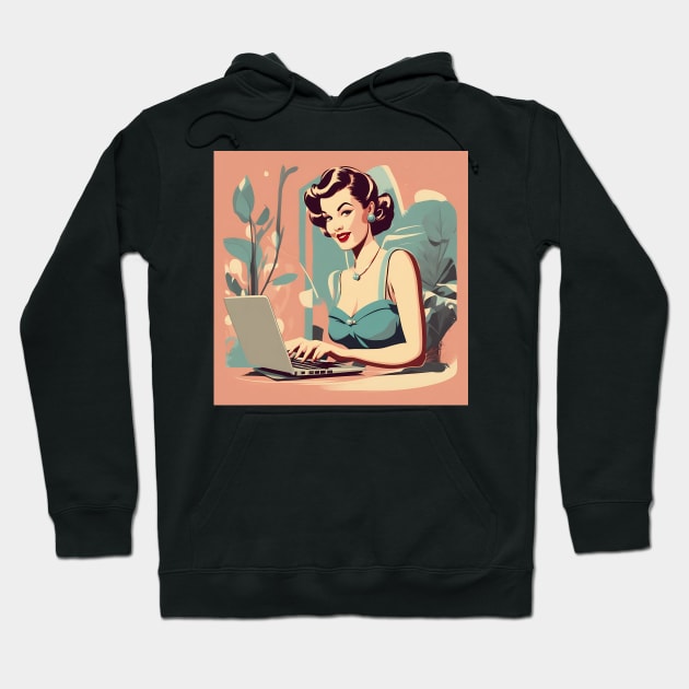 Retro Work Macbook Vintage Art Pin Up Girl Hoodie by di-age7